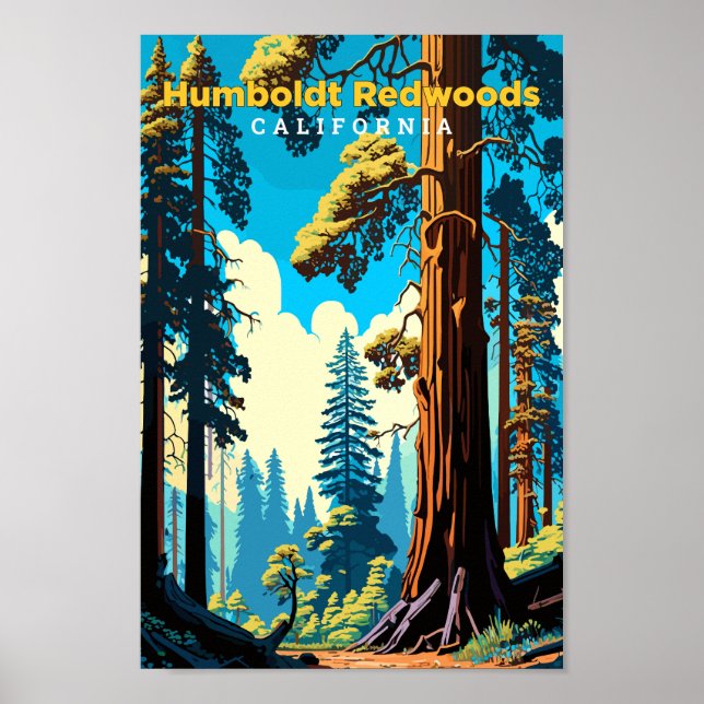 Humboldt Redwoods California Travel Art Vintage Poster (Front)