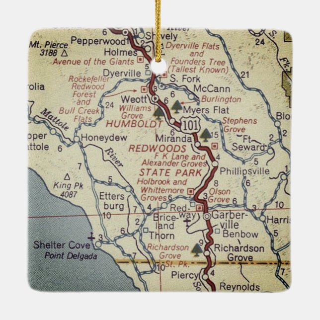 Humbolt Redwood State Park Ceramic Ornament (Back)