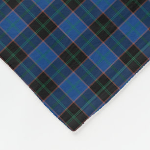 Hume Clan Royal Blue and Black Tartan Fleece Blanket
