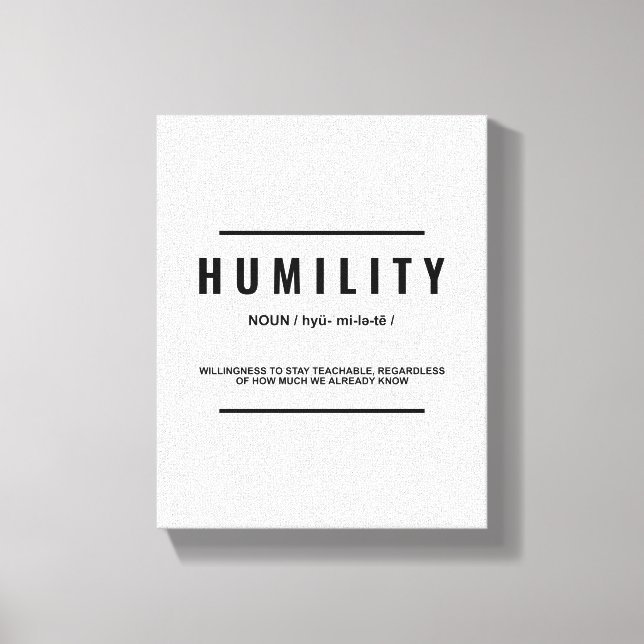 Humility Definition | Inspirational Quote Wall Art (Front)