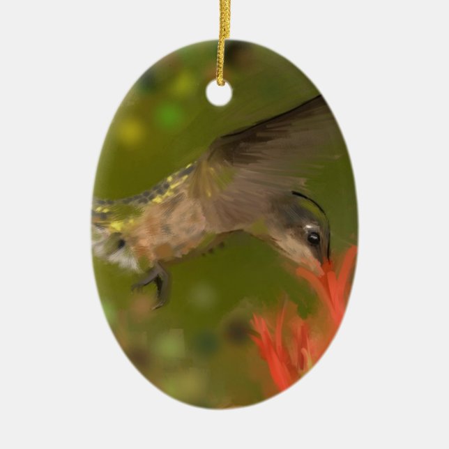 hummer drinking ceramic tree decoration (Front)