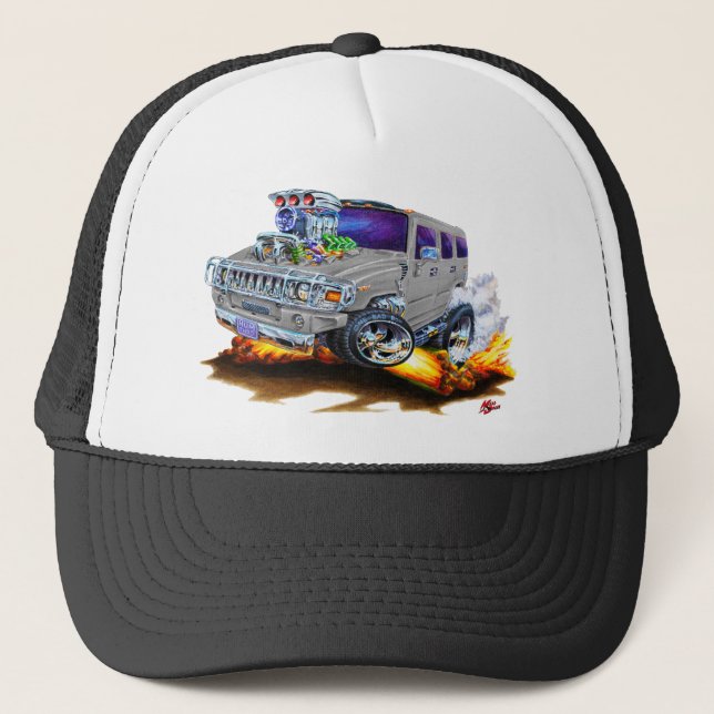 Hummer H2 Grey Truck Trucker Hat (Front)
