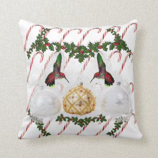 Hummers & Candy Canes Cushion