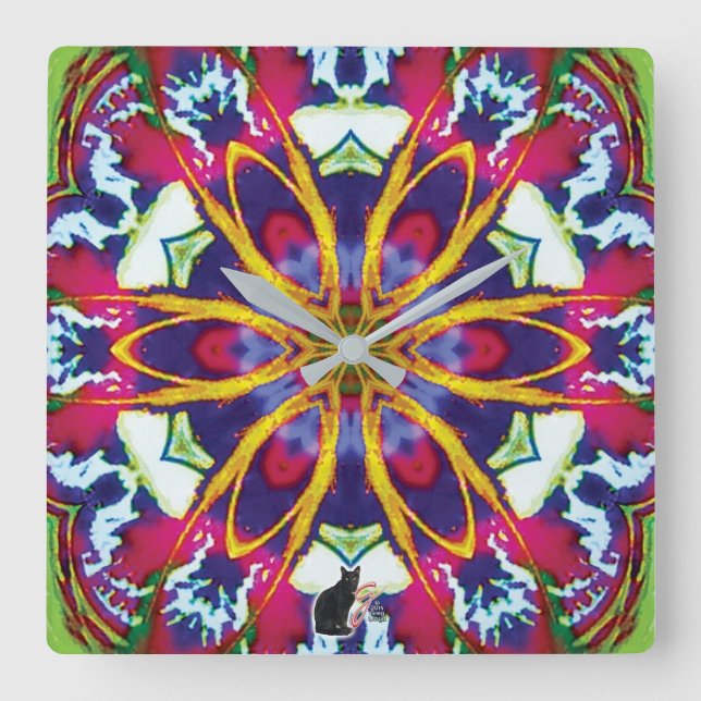 Hummers Kaleidoscope Square Wall Clock (Front)