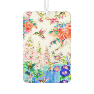 Humming Bird and Flowers Art Car Air Freshener