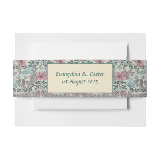 Humming bird and hibiscus pattern - belly band invitation belly band
