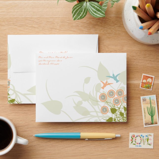 Humming Bird Christian Two Become  One RSVP Envelopes (Desk)