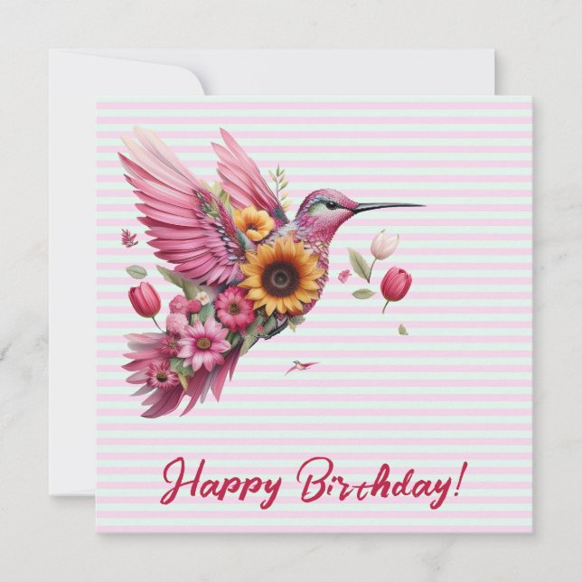 Humming bird flying Happy Birthday (Front)