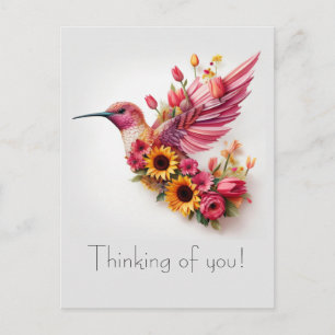 Humming bird flying Thinking of you Postcard