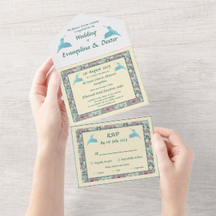 Humming bird & Hibiscus All In One Invitation