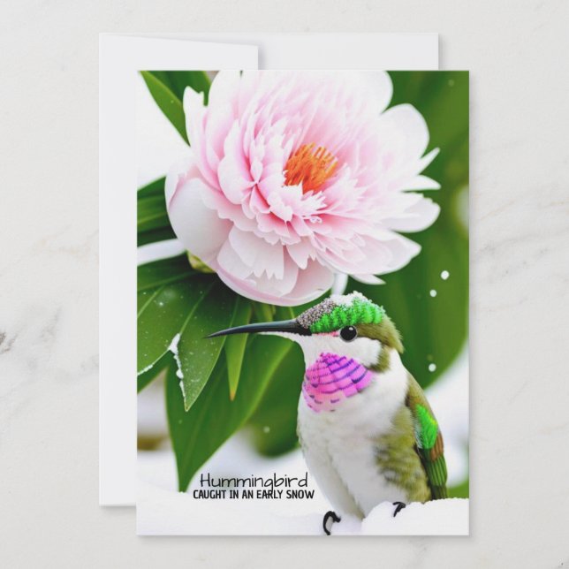 Humming Bird in the Snow - Flat Card (Front)