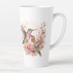 Humming Bird Pair with Flowers Latte Mug