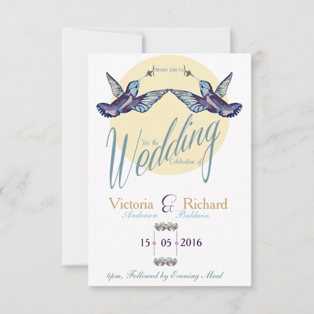 Humming Bird Wedding Invitation (Front)