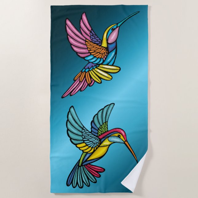 Humming Birds Beach Towel (Front)