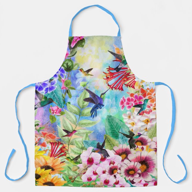 Humming Birds with Flowers Apron (Front)