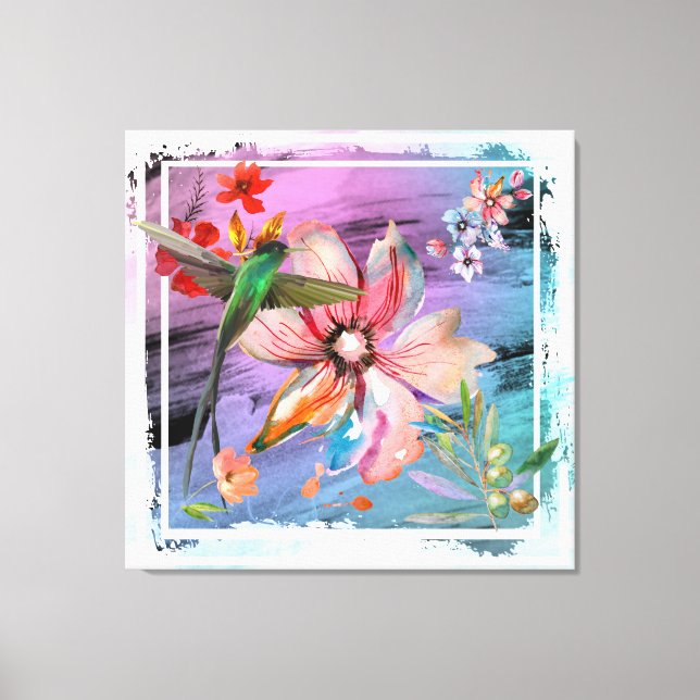 Humming Floral Canvas Print (Front)
