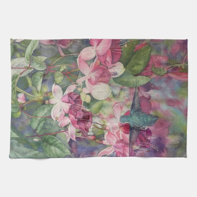 Humming for Fuchsias Tea Towel (Horizontal)