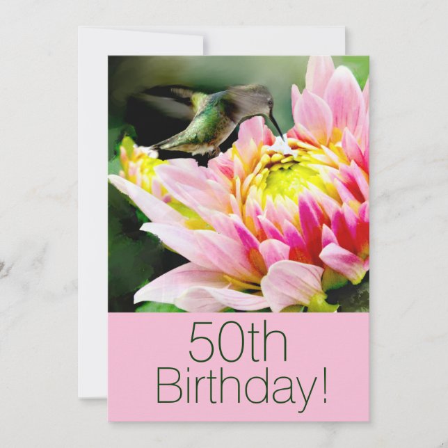 Hummingbird 50th Brithday Party Invitation (Front)
