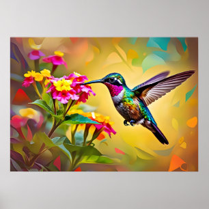 Hummingbird Abstract Art Poster