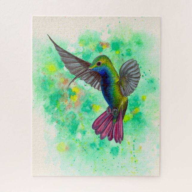 Hummingbird - acrylic painting jigsaw puzzle (Vertical)