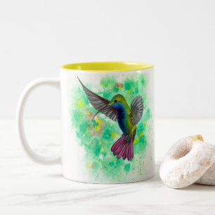 Hummingbird - acrylic painting Two-Tone coffee mug