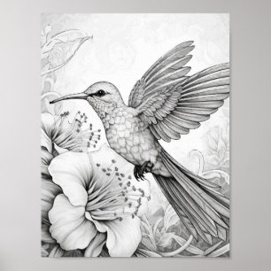 Hummingbird Adult Colouring Poster