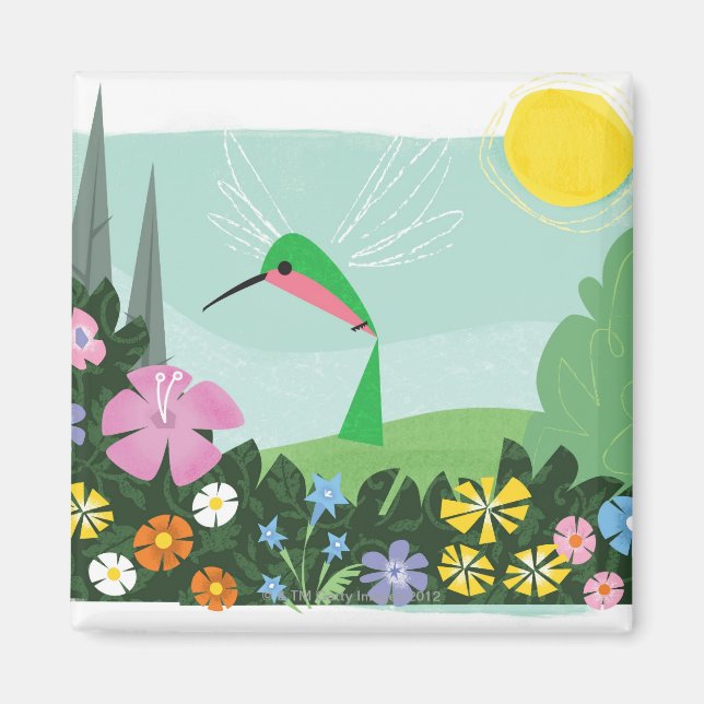 Hummingbird Among Flowers Magnet (Front)