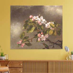 Hummingbird and Apple Blossoms Canvas Print