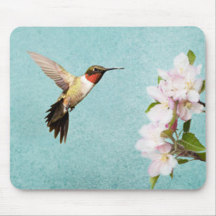 Hummingbird and Apple blossoms Mouse Pad