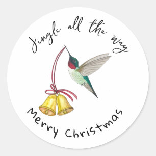 Hummingbird and Bells Classic Round Sticker