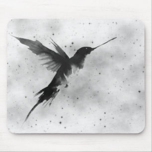 HUMMINGBIRD AND BLACK STARS MOUSEPAD