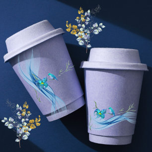 Hummingbird and blue wave Birthday paper cups