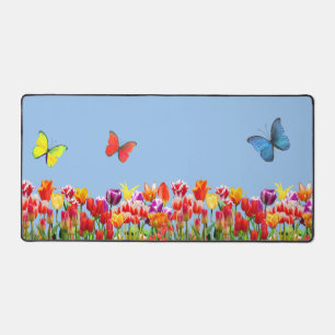 Hummingbird and Colourful Butterflies Desk Mat