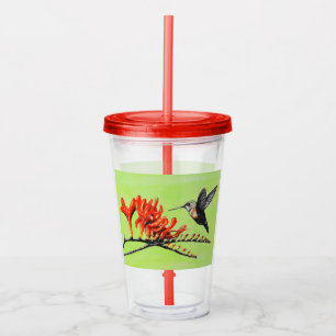 Hummingbird and Crocosmia Painting Acrylic Tumbler