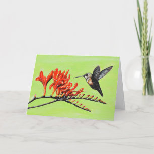 Hummingbird and Crocosmia Painting Card