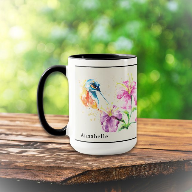 Hummingbird and Floral Personalised Mug (Creator Uploaded)