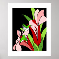 Hummingbird and Flower Art Print
