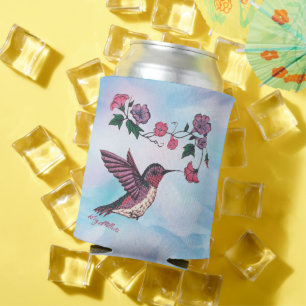 Hummingbird and Flower Can Cooler