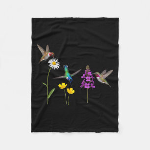 Hummingbird And Flower Funny Bird Lover Men Women Fleece Blanket