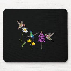 Hummingbird And Flower Funny Bird Lover Men Women  Mouse Pad