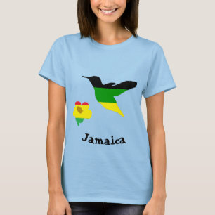 Hummingbird and flower in Jamaican and Rasta T-Shirt
