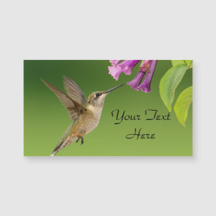 Hummingbird And Flower Magnetic Business Card
