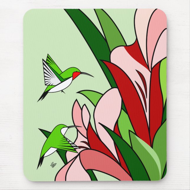 Hummingbird and Flower Mouse Pad (Front)