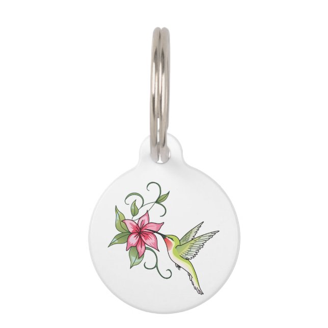 Hummingbird and Flower Pet Tag (Front)