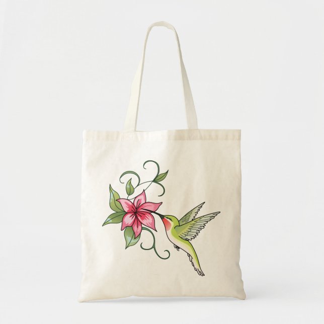 Hummingbird and Flower Tote Bag (Front)