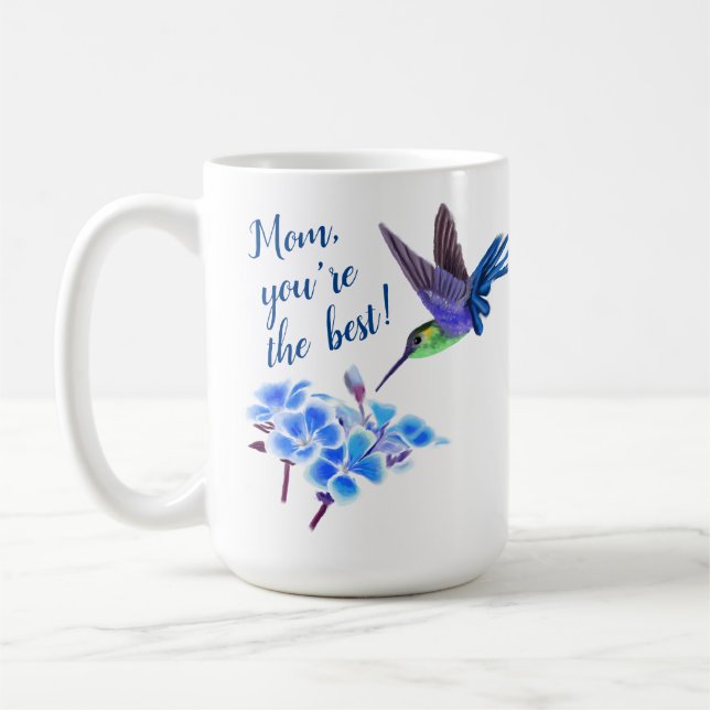 Hummingbird and Flowers Mom Coffee Mug (Left)