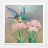 Hummingbird and Flowers Paper Napkin