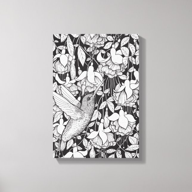 Hummingbird and fuchsia canvas print (Front)