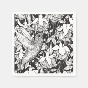 Hummingbird and fuchsia napkin
