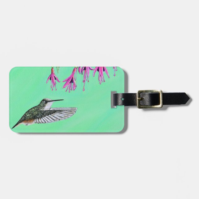Hummingbird and Fuchsia Painting Luggage Tag (Front Horizontal)